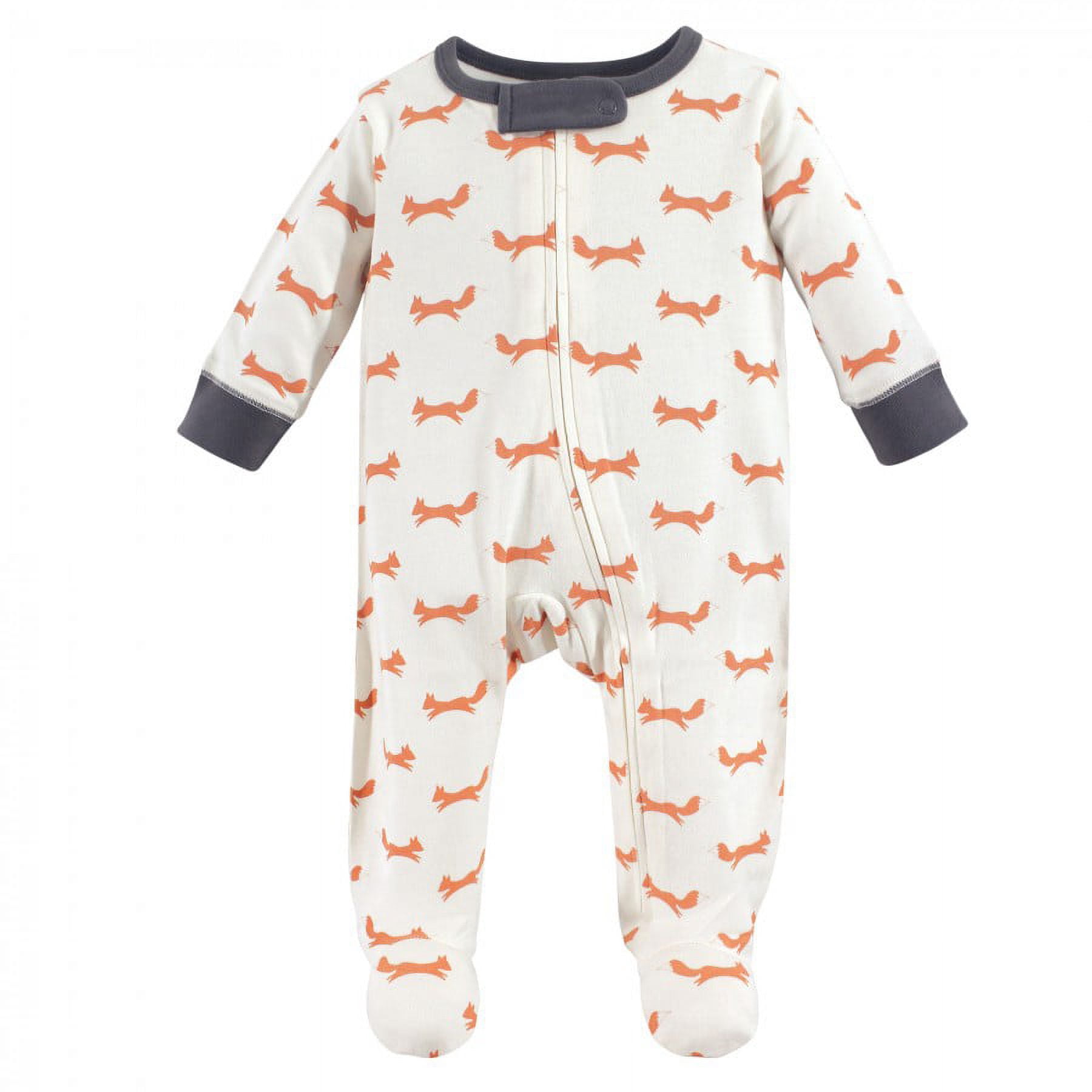 Touched by Nature Baby Boy Organic Cotton Zipper Sleep and Play 3pk, Fox, 0-3 Months