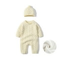 thumbnail image 2 of NOKIO Baby Cable Knit Romper kids Knitted Romper Toddler Knitted Jumpsuit Toddler Baby Girls Boys Solid Spring Winter Long Sleeve Button Thick Knit Sweater Romper Jumpsuit Clothes, 2 of 3