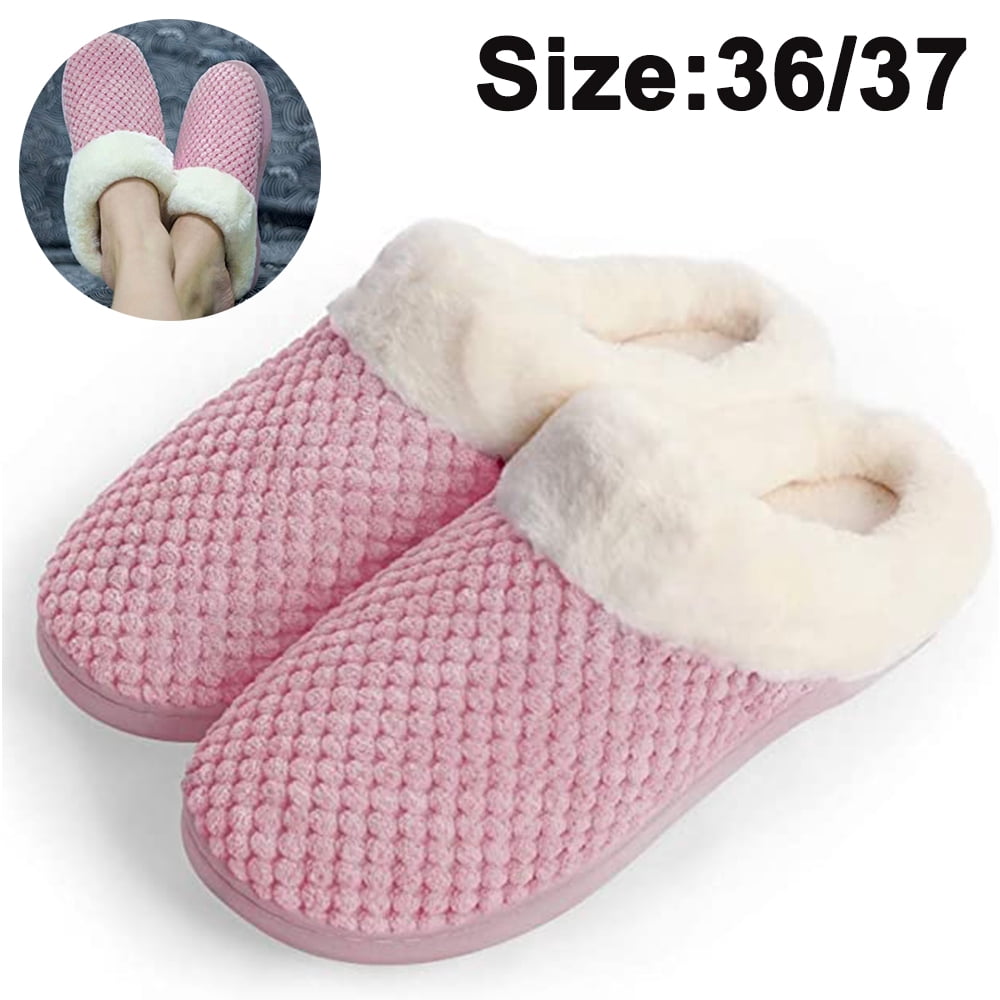 Pantoufles de Maison en Mousse à Mémoire de Forme Douce pour Femmes Confort Enfiler des Chaussures de Maison en Molleton Pelucheux Pantoufles de Chambre à Coucher pour Femmes Usage Extérieur Intérieur