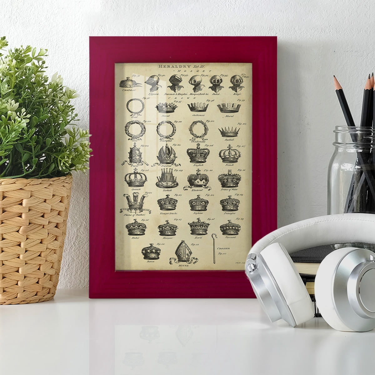 Deckled Encyclopediae IV (AS) -Framed Print w/glass-Cherry Red