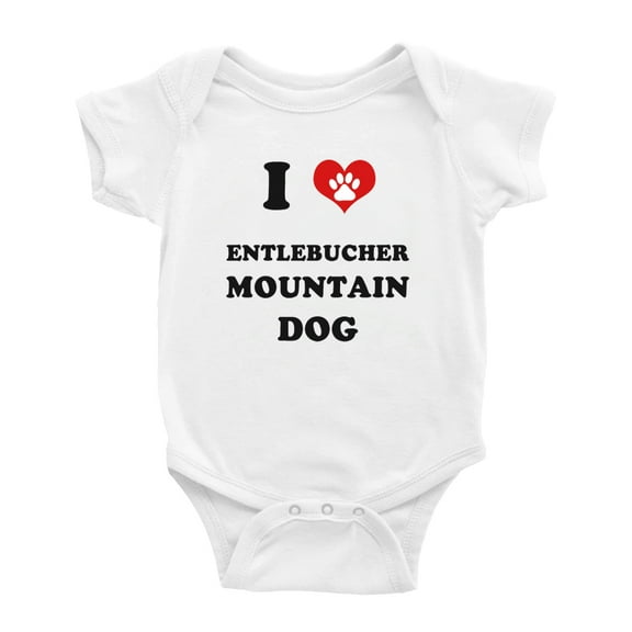 I Heart Entlebucher Mountain Dog Funny Baby Jumpsuits Newborn Clothes (White, 0-3 Months)