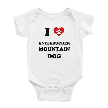 

I Heart Entlebucher Mountain Dog Funny Baby Jumpsuits Newborn Clothes (White 0-3 Months)