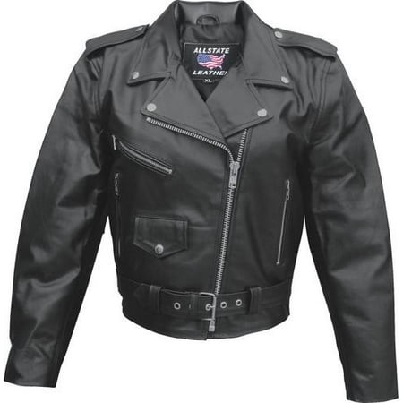 Ladies XL Size basic motorcycle Split Cowhide 3 front zippered 1 snap pockets Biker Jacket With Silver
