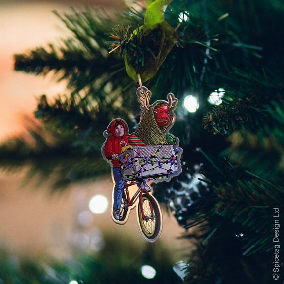 E.T. Acrylic Christmas Tree Ornament Xmas Hanging Character Face Festive Merry movie film Bauble Plastic Drawing Be Good Ouch BMX Flying
