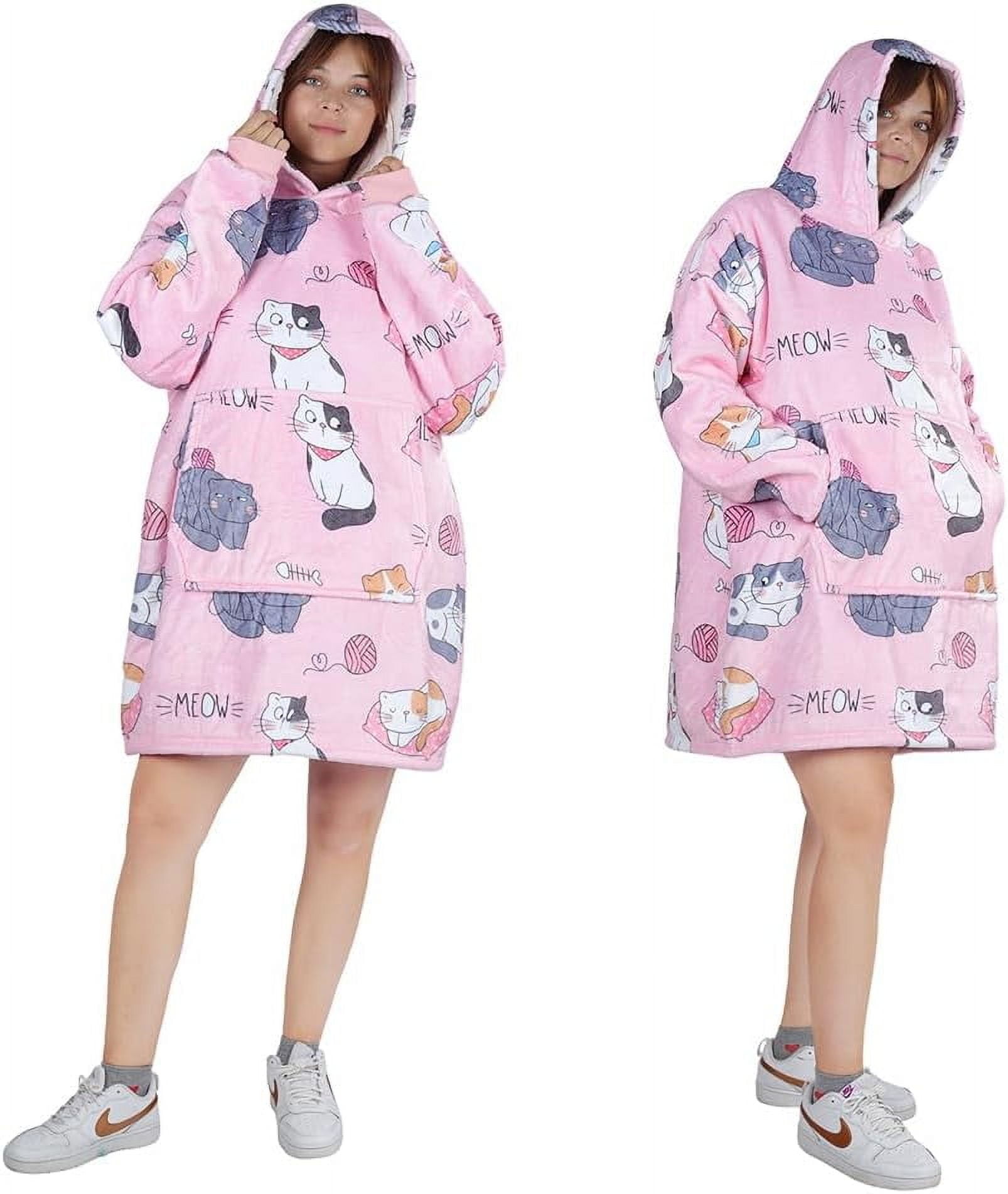 Moderong Wearable Blanket Hoodie, Oversized Flannel Comfy Sweatshirt for Adults,Warm Cozy Hooded Body Blanket