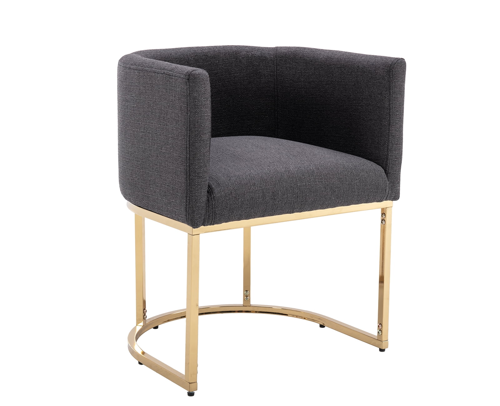 Guyou Modern Linen Dining Chair, Midcentury Upholstered Barrel Kitchen