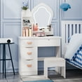 thumbnail image 7 of TidBay Makeup Vanity Desk with LED Lighted Crown-shaped Mirror, Vanity Table with 4 Drawers and Opening Shelves, Bedroom Dressing Table with Stool, 7 of 7