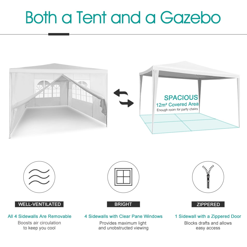 Outdoor Party Tent, LANGRIA 13.1×9.8 Wedding Party Event Tent with Canopy and 4 Removable Sidewalls and 4 Windows for Outdoor Events Catering Carport