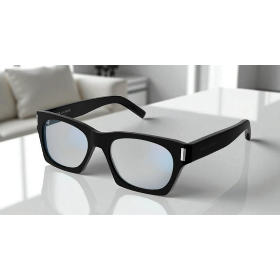 SAINT LAURENT SL 402 013 54 Rectangular Black Shiny Grey 54 mm Unisex Sunglasses