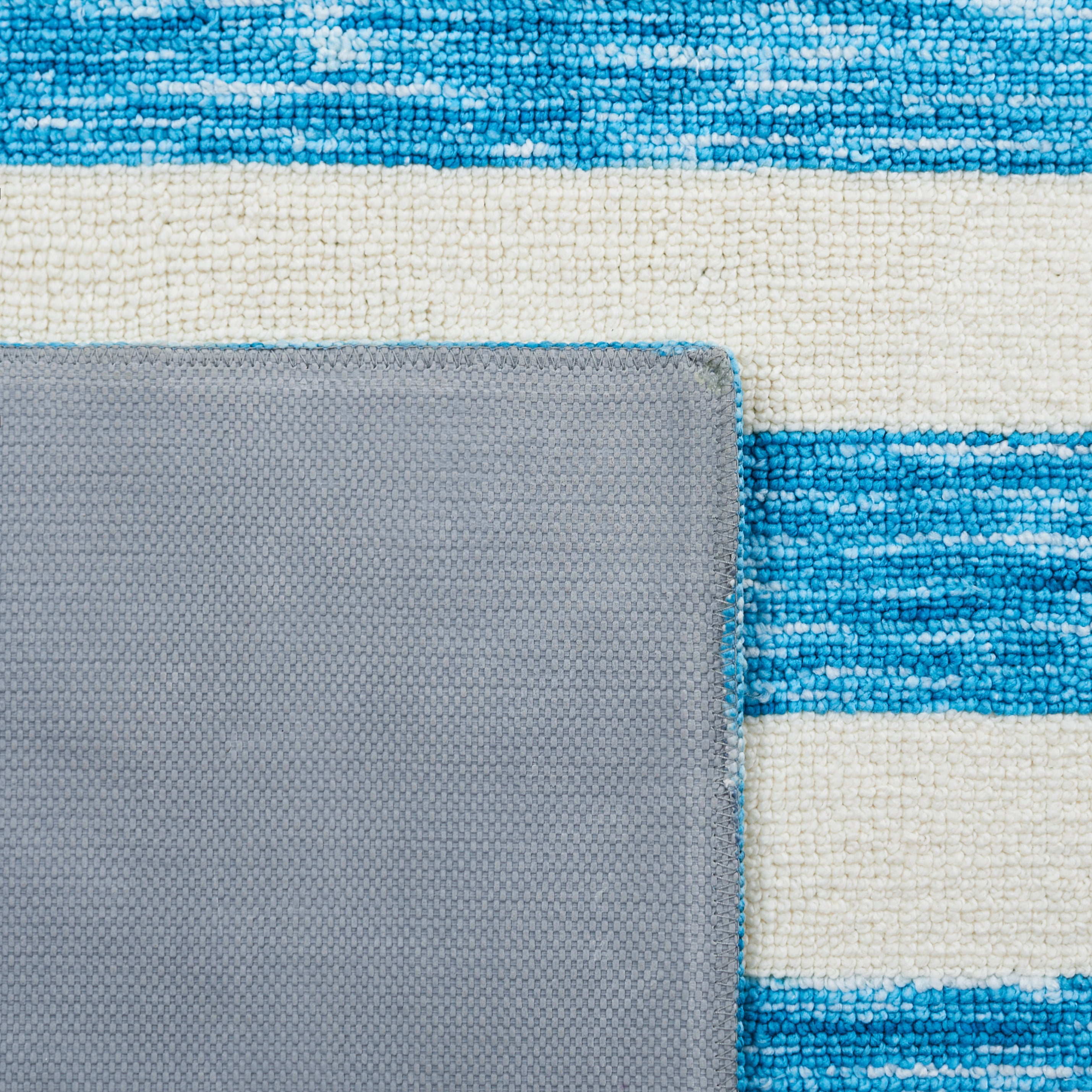 Safavieh Easy Care Fergal Striped Polyester Machine Washable Runner Rug, Blue/Ivory, 2'3" x 8'