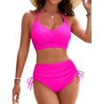 thumbnail image 1 of Conjunto de bikini Blooming Jelly para mujer, cintura alta, cuello en V, rosa XL, 1 of 6