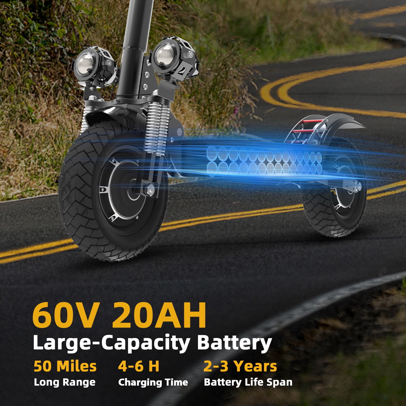 AJOOSOS X700 Electric Scooter for Adults, 3200W Dual Motors, 45 mph Max Speed, 50 Miles Range, Fast Off-Road E-Scooter with Dual Suspension, Foldable, UL2272 Certified