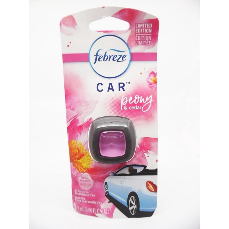 Febreze Limited Edition Car Odor-Eliminating Air Freshener Peony & Cedar  0.06oz