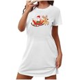thumbnail image 2 of Camisón corto navideño para mujer, talla grande, cuello redondo, manga corta, estampado en el pecho, vestido de noche para mujer, 2 of 3