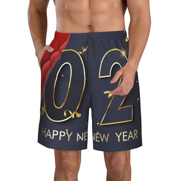 Fotbe 2025 New Year 2 Trajes de Baño Estampados para Hombre, Shorts de Verano de Secado Rápido, Ropa de Playa, Bañadores-3X-Large