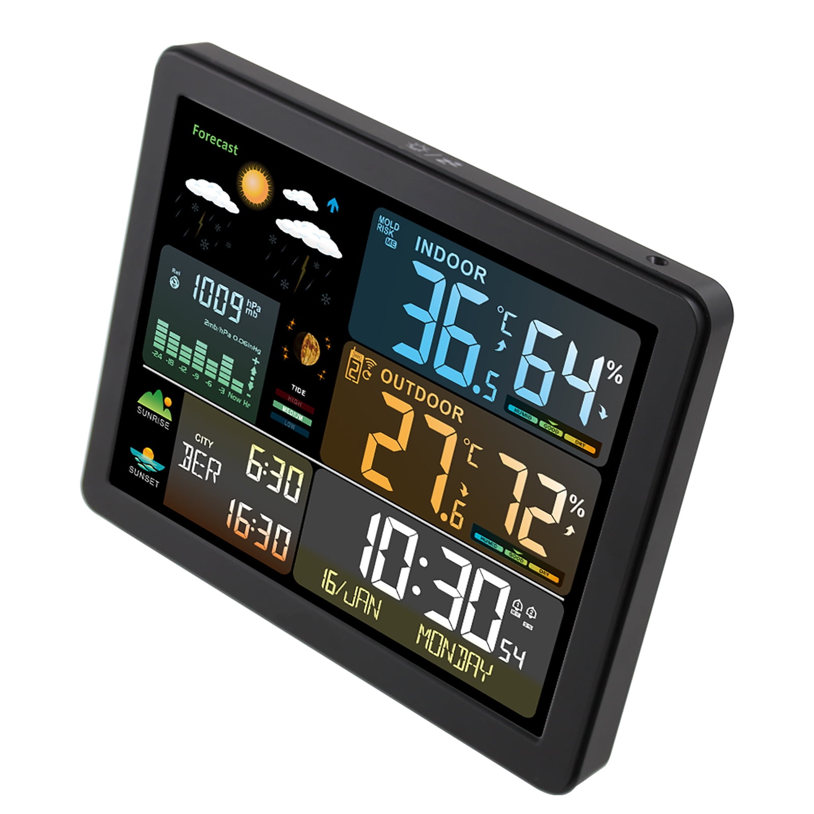 Weather Station,Weather Station With Clock Indoor Clock Temperature With Color Screen Weather Station With Clock 1 To Indoor And 3 And Temperature Temperature Meter