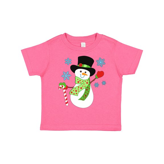 Inktastic Christmas Snowman in Top Hat with Candy Cane Boys or Girls Toddler T-Shirt