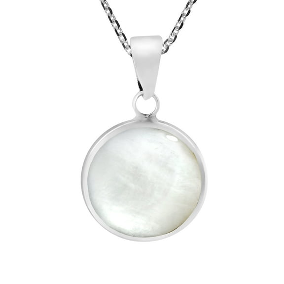 Vibrant Ocean’s Elegance Round White Seashell Sterling Silver Necklace