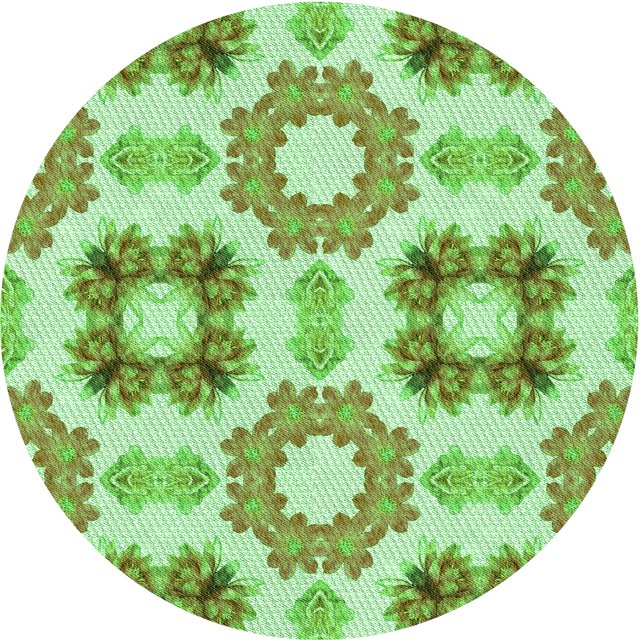 Ahgly Company Tapis d'Intérieur Rond Lavable en Machine Vert Transitionnel Oignon Vert, 7 Pieds Rond