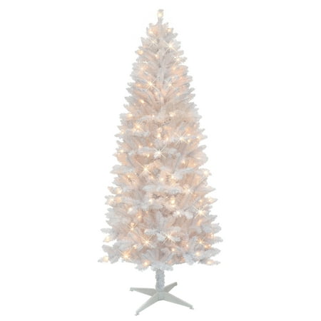 Puleo International  7 ft. Pre-Lit White Carson Artificial Pine Tree