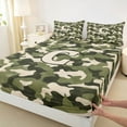 thumbnail image 3 of Feelyou Kid Monogrammed C Bed Sheets, Kawaii Green Camo King Sheets, 4pcs, 3 of 7