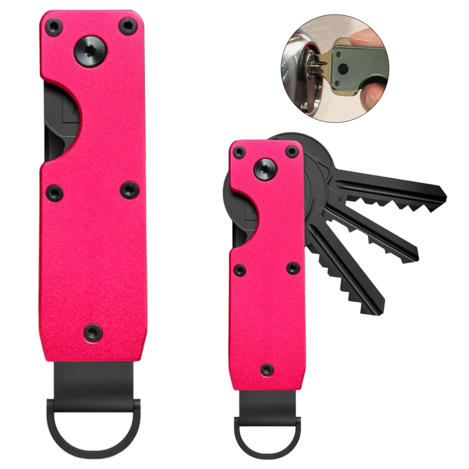The Ridge Key Organizer - Compact Metallic Key Holder, Holds 2-6 Keys, Royal Black, Tension Plate