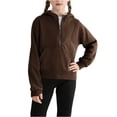 thumbnail image 3 of LYHaoo Girls Hooded Jacket Full Zip Up Sweatshirt With Front Pockets Soft Warm Outerwear For Toddler Kids Youth Casual Winter Pullover Hoodies Sweatshirts for School Sizes 5-6 Years(Brown), 3 of 6