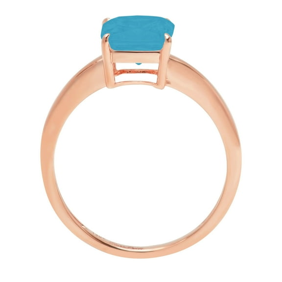 1 ct Asscher Cut Simulated Turquoise Solitaire Engagement Ring for Women in 18K Rose Gold