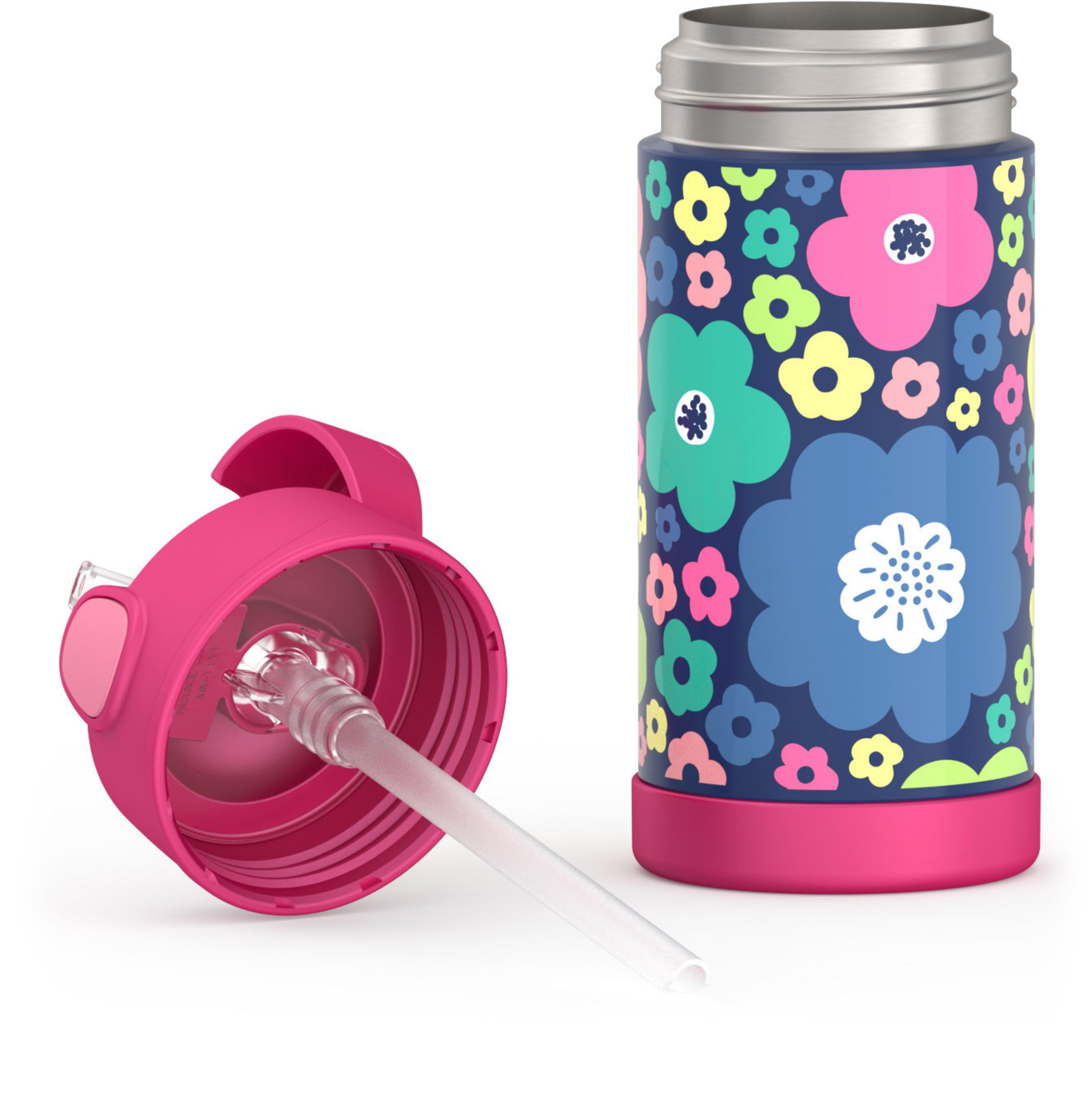Thermos Kids Stainless Steel Vacuum Insulated Funtainer Straw Bottle, Pink  Hearts, 12 fl oz - Yahoo Shopping
