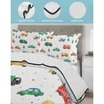 thumbnail image 4 of Quilts Twin Size Bedding Set, Cartoon Truck Lightweight Quilted Comforter, Funny Cute Colorful Car Tree Polka Dot Soft Reversible Bedspread Coverlet with Pillow Covers for All Season, 68" x 86", 4 of 7