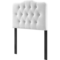 Contemporary Modern Urban Designer Bedroom Twin Size Tufted Headboard, Velvet Fabric, White