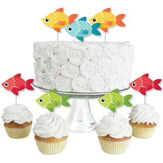 Fishing Cake Toppers Fishing Lure and Bobber Cupcake Rings One Dozen