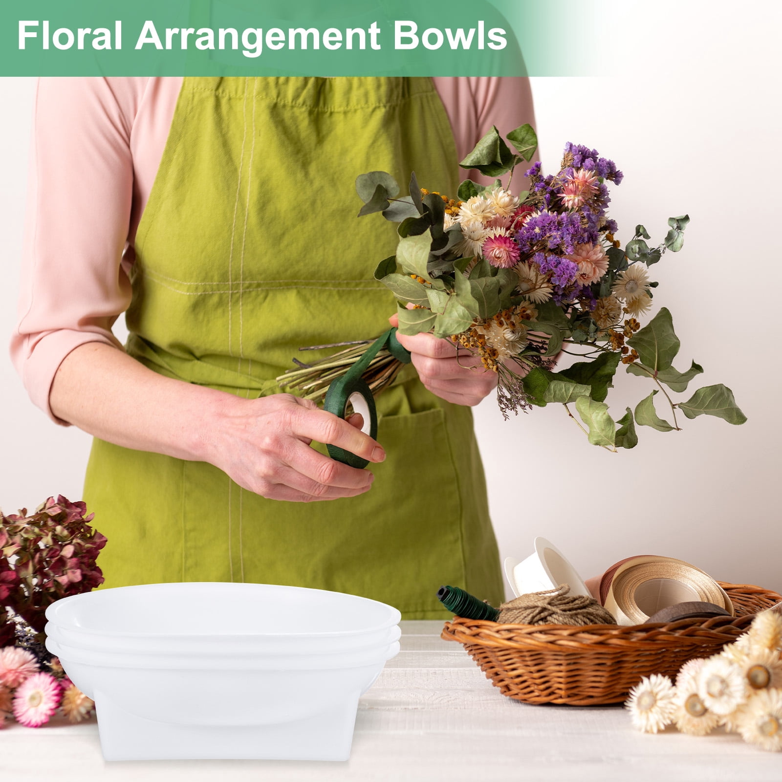 Uxcell 18-Pack Floral Foam Round Bowls, 6.3 Inch Round Arrangements DIY Floral Bowls, Flower Arrangements Round Floral Supplies [White]