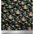 thumbnail image 1 of Soimoi Black Velvet Fabric Palm Tree & Girl Beach Print Fabric by the Yard 58 Inch Wide, 1 of 5