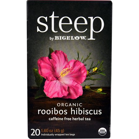 Bigelow Tea Steep Organic Herbal Tea Caffeine Free Rooibos Hibiscus -- 20 Tea Bags