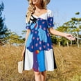 thumbnail image 4 of Vestido azul Meanie de manga corta, elegante y chic, para bodas y noche, ropa femenina, vestido de verano para mujer ., 4 of 7