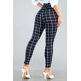 thumbnail image 4 of High Waist Sculpting Treggings With Front Pockets - Navy  White Plaid, 4 of 9