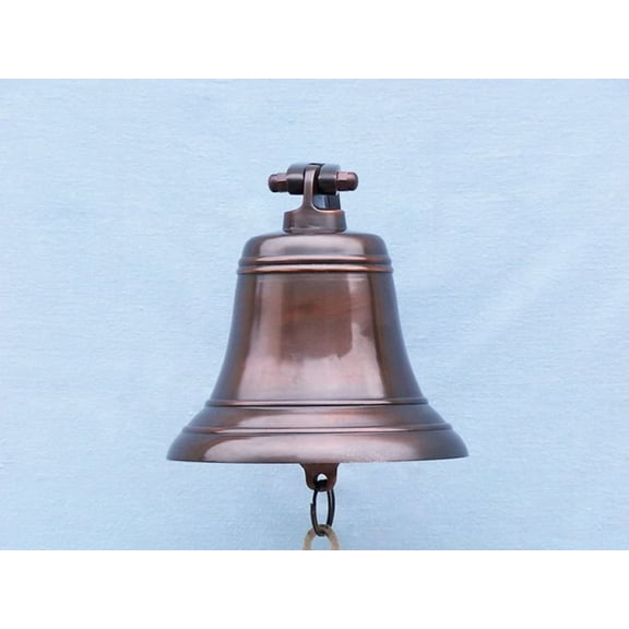 Hampton Nautical 3xglass-101 Antiqued Copper Hanging Ships Bell 9" Nautical Home Decoration, 9 inch