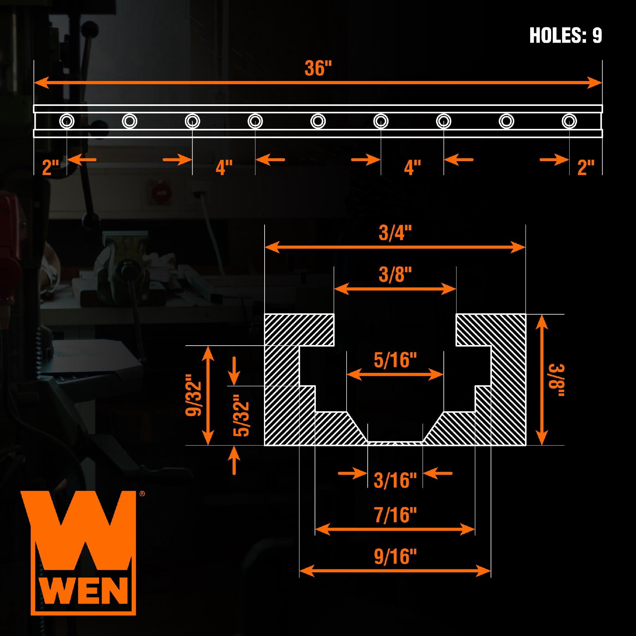 WEN 36-Inch Universal T-Track Kit for Woodworking, 2-Pack