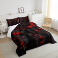thumbnail image 3 of Manfei Black Red Gradient Twin Comforter Sets, Stripes Bedding Set, 2pcs, 3 of 8