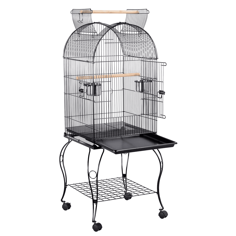 Yaheetech 59'' H Open Top Rolling Metal Bird Cage with Stand, Black