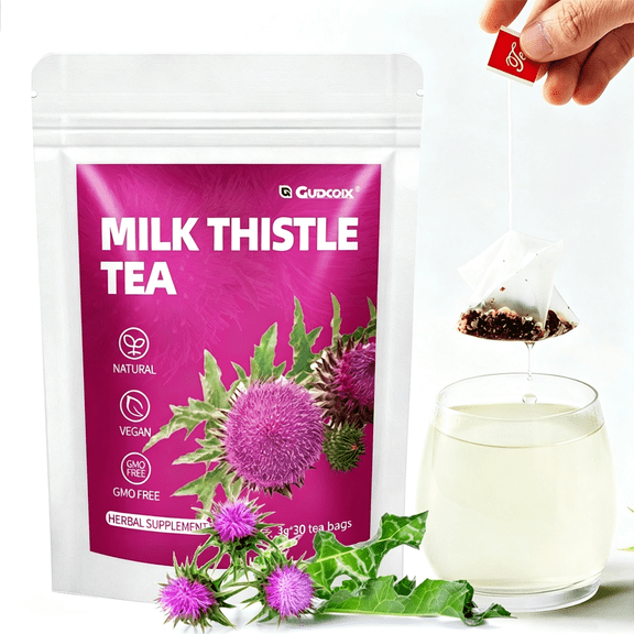 Gudcoix Milk Thistle Tea , Herbal Tea, 30 Tea Bags (3g), Non-GMO, Vegan, Caffeine Free