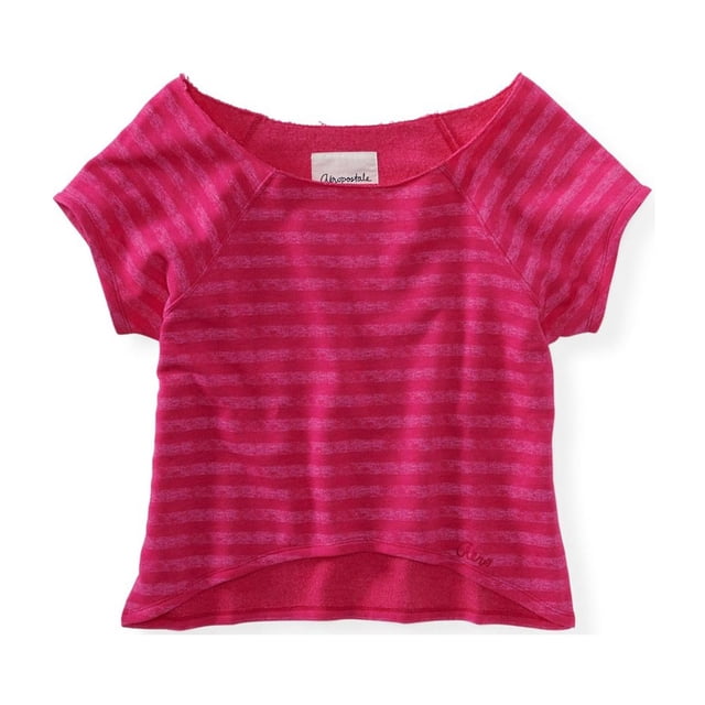 Aeropostale suéter de punto con rayas recortadas para mujer, rosa, extragrande