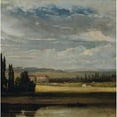 thumbnail image 2 of Johan Christian Dahl 12x12 Black Ornate Wood Framed Double Matted Museum Art Print Titled: Landscape View with a High Sky (1828), 2 of 5