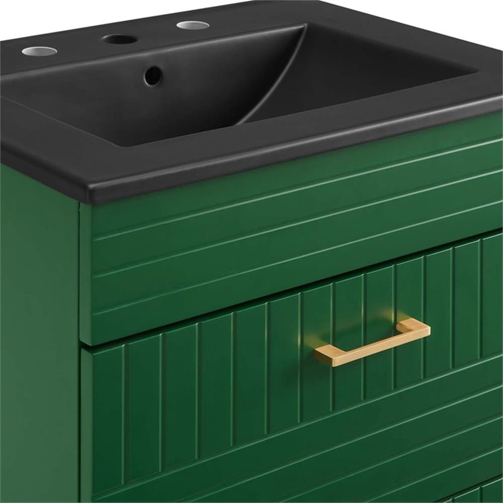 Modway Daybreak 24" Rubberwood MDF Particleboard Bathroom Vanity - Green/Black