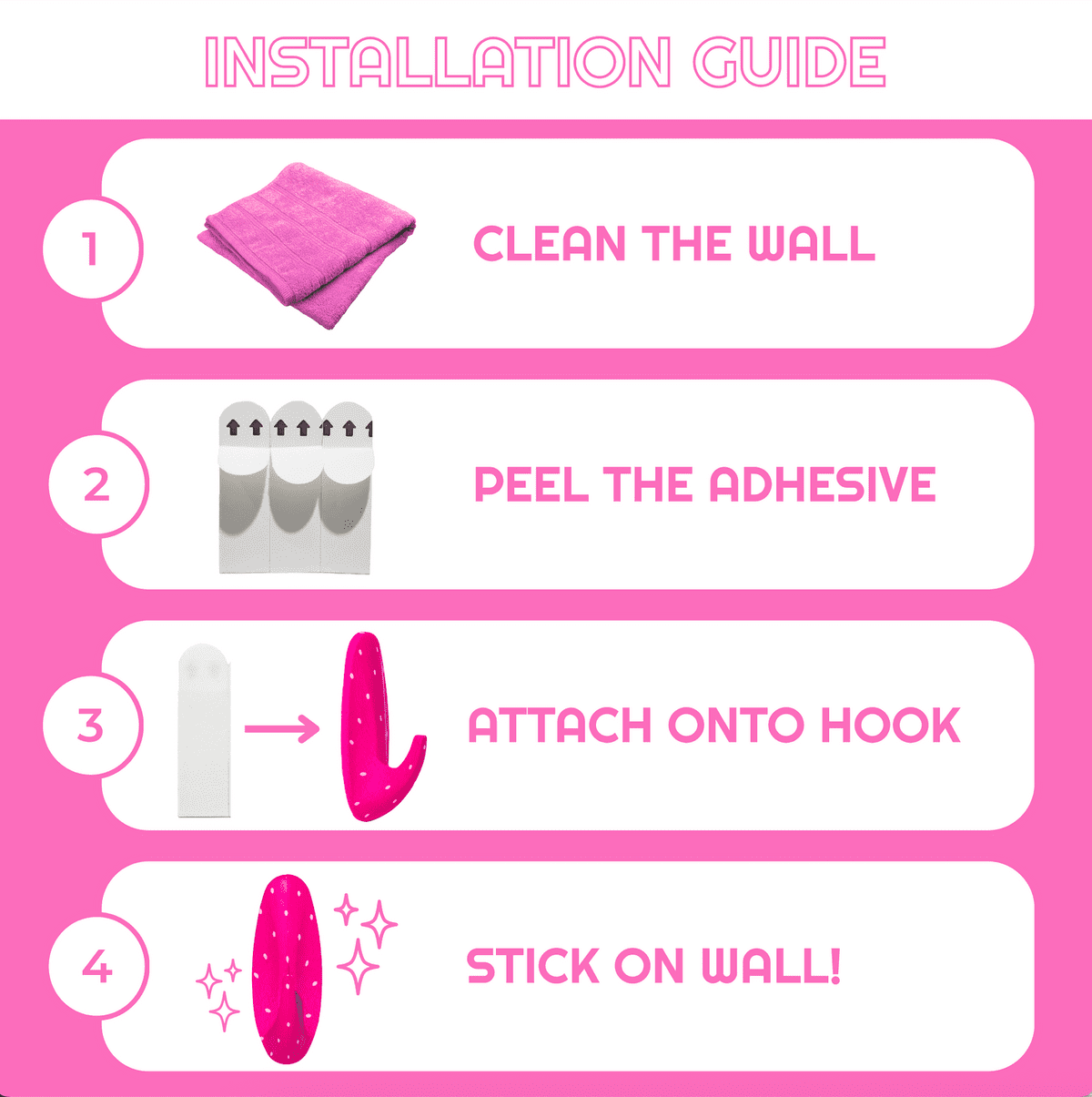 WallCandy Pink Polka Dot Stick-On Wall Hooks with 3M Command Strips | 3 Pack