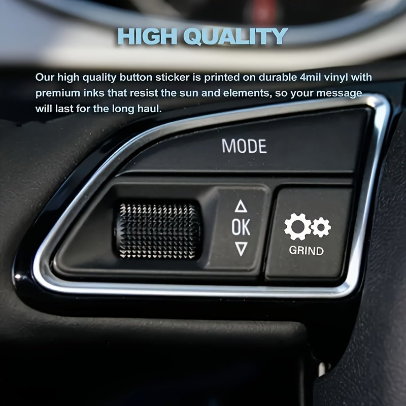 A Vinyl Sticker Switch Label for Cars, a Novel Unused Button Sticker, Featuring Self-Adhesive Humorous Decals with Letter Printing for Automotive Interiors.
