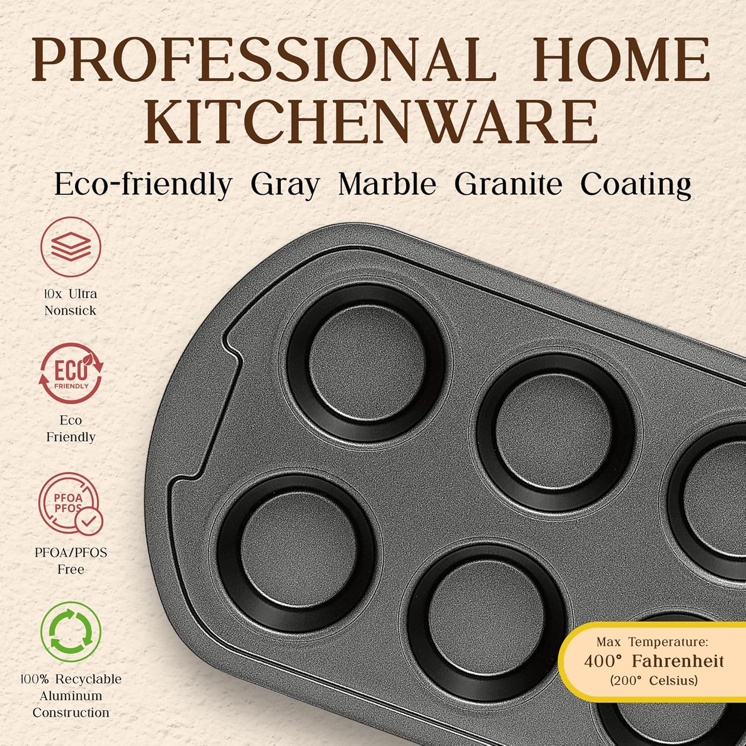 Bakken Swiss 20 Piece Nonstick Granite Cookware & Kitchen Set, Black