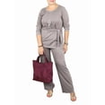 thumbnail image 3 of Women'S 2 Piece Outfits Suit Set Top Flared Pants Sets Business Pantsuits Light Brown XXL, 3 of 7
