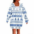 thumbnail image 6 of Women's Christmas Printed Long Sleeve Hooded Sweatshirt Jacket with Drawstring and Zipper Pockets, Fashionable Casual Wear for Fall and Winter,Light Blue,XL, 6 of 6